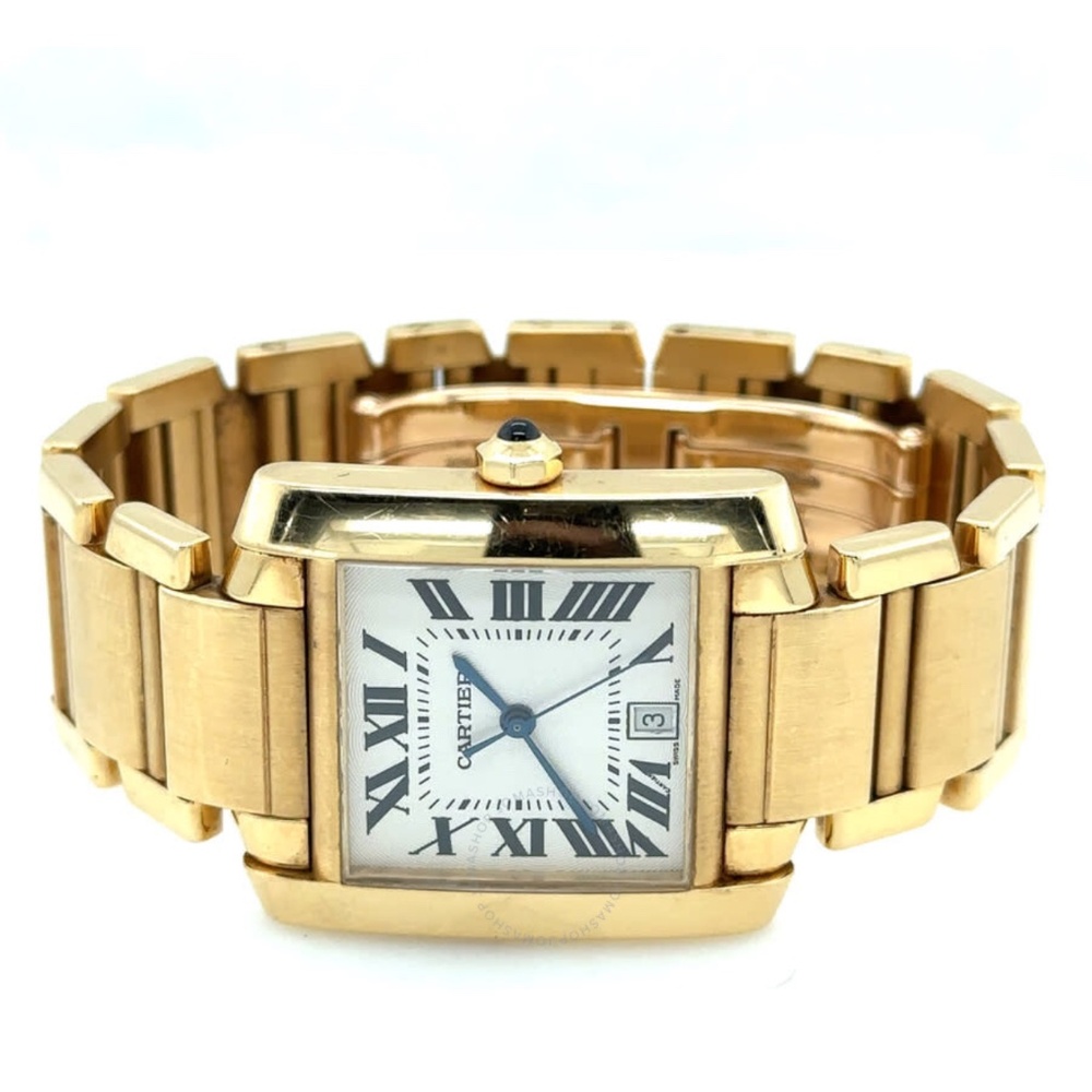 Cartier Gold FRANCAISE Large Tank 18k Yellow Gold w date window! VERY RARE!